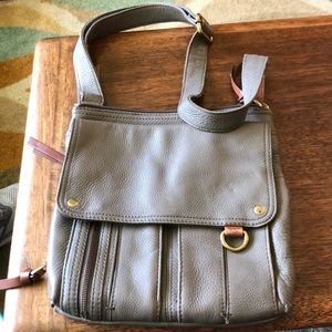 Grey Fossil Leather Bag